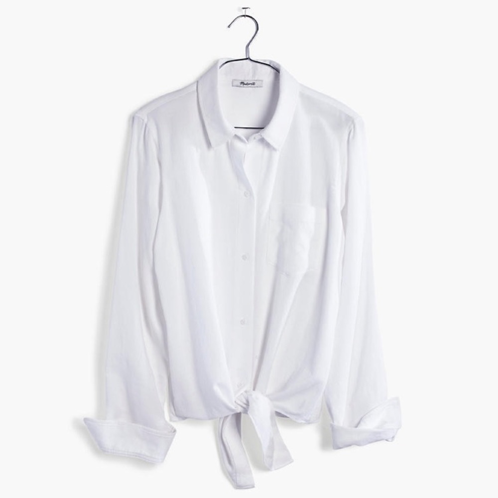 NWT Madewell White Tie Front Shirt